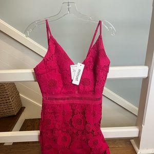 floral lace pink dress